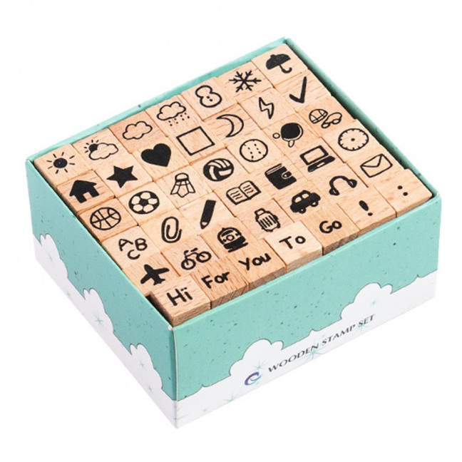 42Pcs/Set Wooden Stamps Mini Alphabet Letter Number Stamps Craft Ink Stamp for DIY Craft Card Photo Album Scrapbooking Envelope