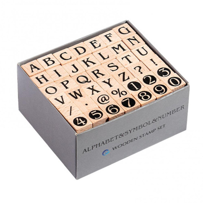 42Pcs/Set Wooden Stamps Mini Alphabet Letter Number Stamps Craft Ink Stamp for DIY Craft Card Photo Album Scrapbooking Envelope