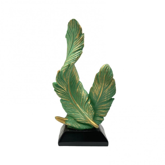 Artistic Feather Statue Modern Green White Feather Shape Resin Figurine Sculpture Home Office Desktop Decoration Ornament 