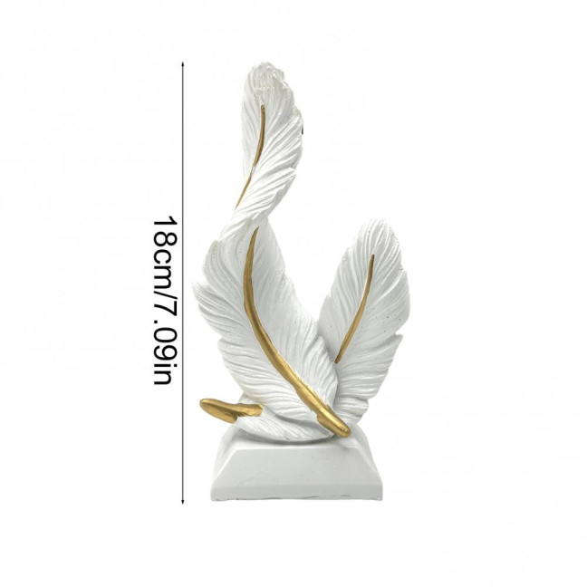Artistic Feather Statue Modern Green White Feather Shape Resin Figurine Sculpture Home Office Desktop Decoration Ornament 