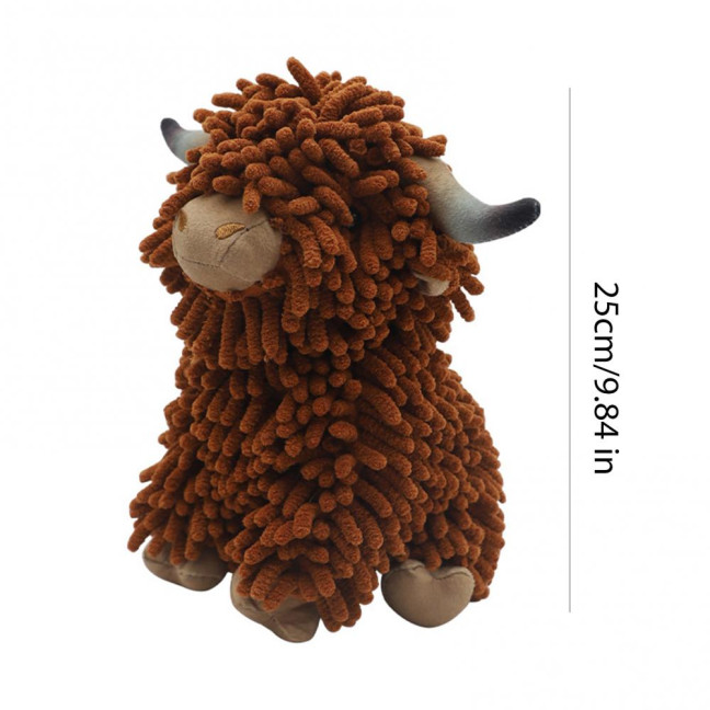 Fuzzy Animal Hand Towel Chenille Highland Cow Decorative Towel Cute Doll Absorbent Hand Towel for Bathroom Kitchen