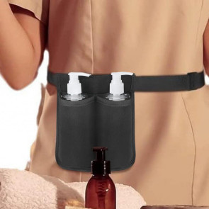 Massage Bottle Bag Lotion Essential Oil Waist Holder with Adjustable Belt Massage Therapist Holster for 1 or 2 Bottles Easy Access