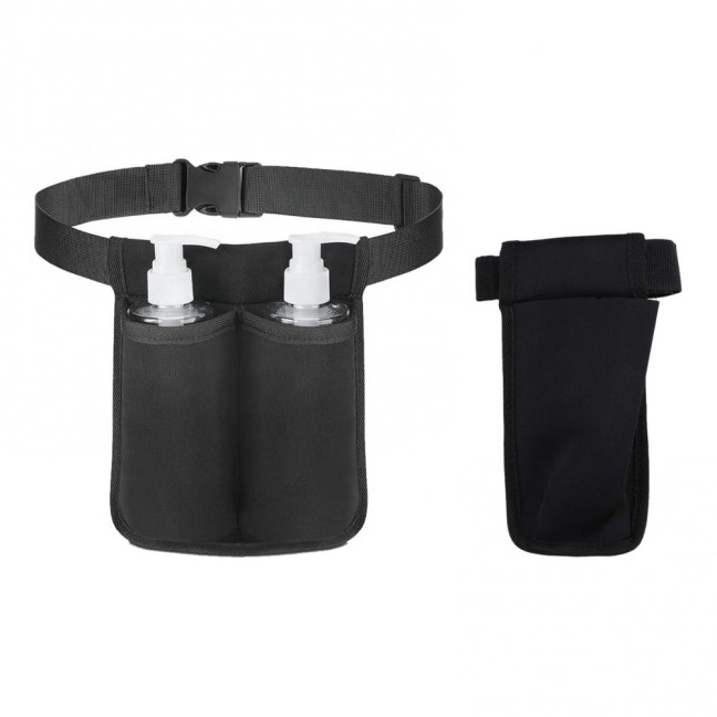 Massage Bottle Bag Lotion Essential Oil Waist Holder with Adjustable Belt Massage Therapist Holster for 1 or 2 Bottles Easy Access