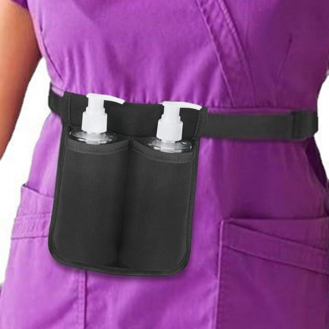 Massage Bottle Bag Lotion Essential Oil Waist Holder with Adjustable Belt Massage Therapist Holster for 1 or 2 Bottles Easy Access