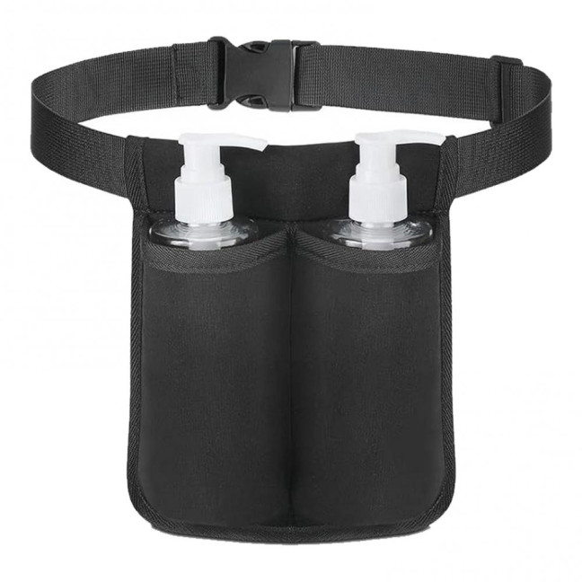 Massage Bottle Bag Lotion Essential Oil Waist Holder with Adjustable Belt Massage Therapist Holster for 1 or 2 Bottles Easy Access