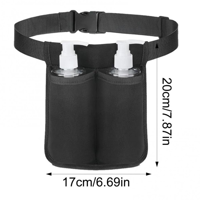 Massage Bottle Bag Lotion Essential Oil Waist Holder with Adjustable Belt Massage Therapist Holster for 1 or 2 Bottles Easy Access