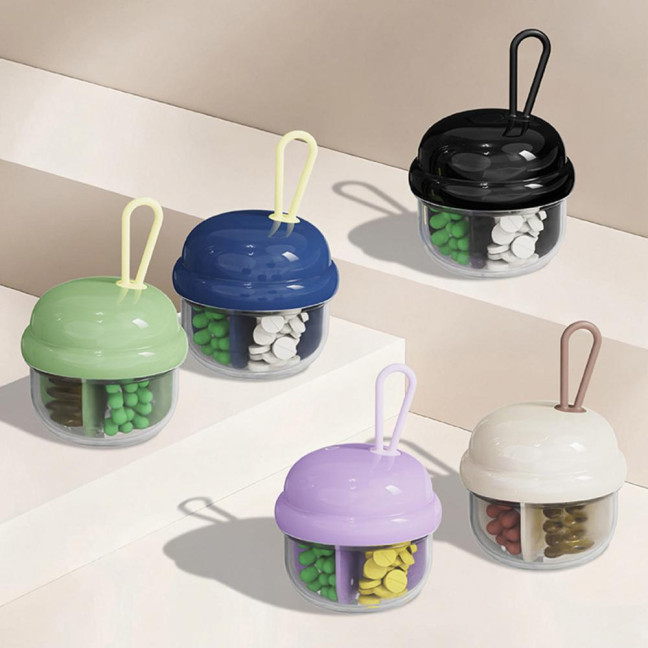 Mini Pill Storage Box with 4 Compartments Clear Visible Portable Travel Pill Case Medication Dispenser Capsule Pill Organizer Container