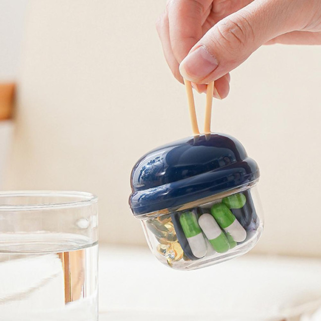 Mini Pill Storage Box with 4 Compartments Clear Visible Portable Travel Pill Case Medication Dispenser Capsule Pill Organizer Container