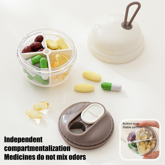 Mini Pill Storage Box with 4 Compartments Clear Visible Portable Travel Pill Case Medication Dispenser Capsule Pill Organizer Container