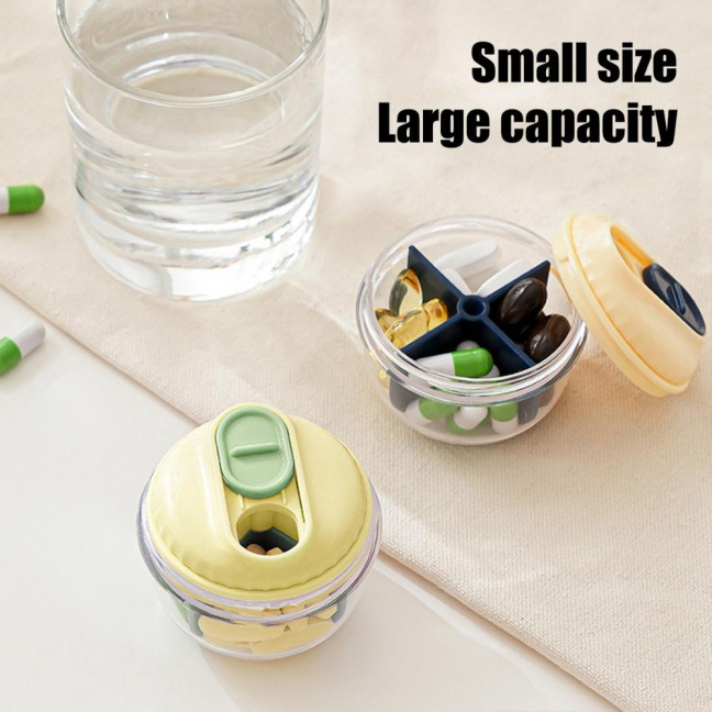 Mini Pill Storage Box with 4 Compartments Clear Visible Portable Travel Pill Case Medication Dispenser Capsule Pill Organizer Container