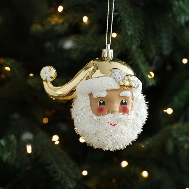 Christmas Hanging Decoration Glittery Angel Santa Claus Ornament Lightweight Xmas Decoration with Hanging Loop for Christmas Tree Door Mantel Decor 