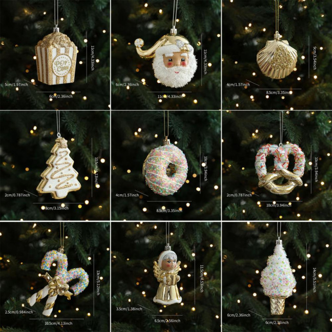 Christmas Hanging Decoration Glittery Angel Santa Claus Ornament Lightweight Xmas Decoration with Hanging Loop for Christmas Tree Door Mantel Decor 