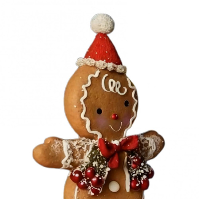 Christmas Gingerbread Man Night Light Battery Powered Resin Cookie Man Decoration Lamp Home Office Bedroom Kids Room Holiday Party Ornament 