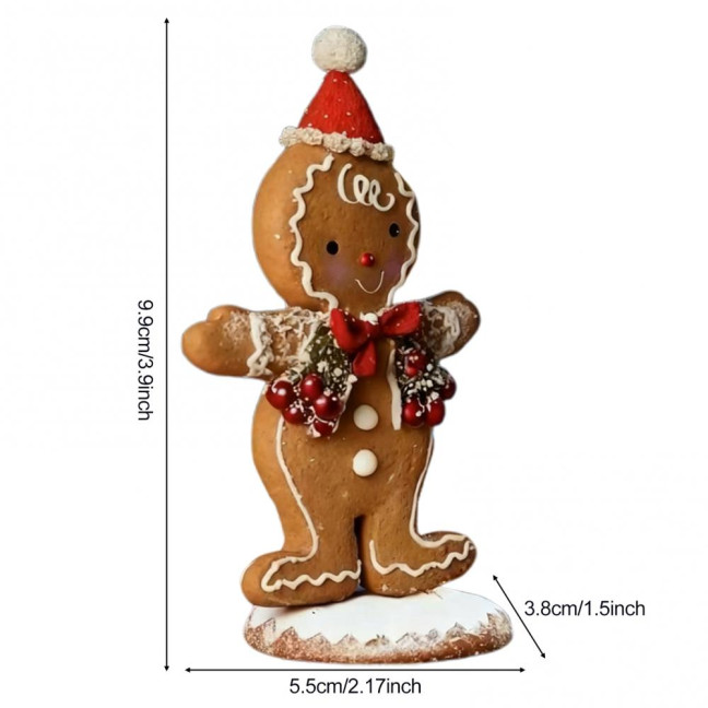 Christmas Gingerbread Man Night Light Battery Powered Resin Cookie Man Decoration Lamp Home Office Bedroom Kids Room Holiday Party Ornament 