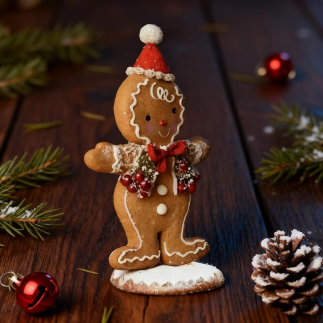 Christmas Gingerbread Man Night Light Battery Powered Resin Cookie Man Decoration Lamp Home Office Bedroom Kids Room Holiday Party Ornament 