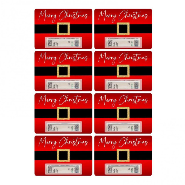 Santa Belt Christmas Money Card Festive Greeting Card with Red Sash Design Seasonal Greetings Card for Holiday Gifts And Cash Present