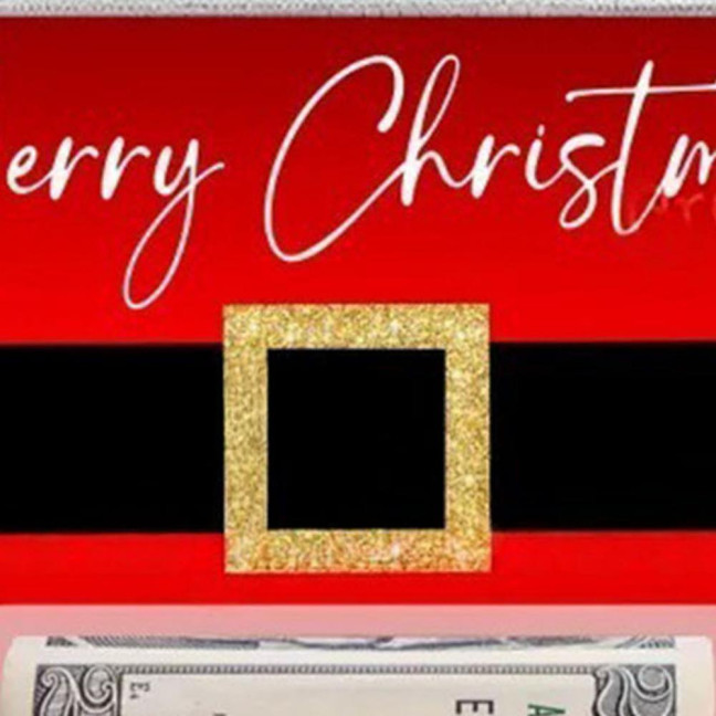 Santa Belt Christmas Money Card Festive Greeting Card with Red Sash Design Seasonal Greetings Card for Holiday Gifts And Cash Present