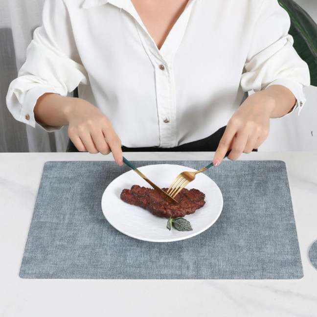 Dual Side Placemat Waterproof Faux Leather Coaster Placemat Solid Color Heat Insulation Pad for Dining Tables Countertops