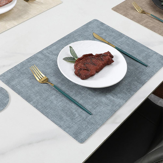 Dual Side Placemat Waterproof Faux Leather Coaster Placemat Solid Color Heat Insulation Pad for Dining Tables Countertops