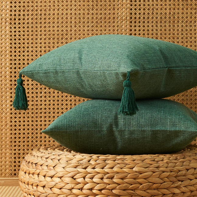 Boho Pillow Cover with Tassels Farmhouse Throw Pillow Case Decorative Pillowcase with Hidden Zipper for Home Living Room Couch Sofa Bedroom 