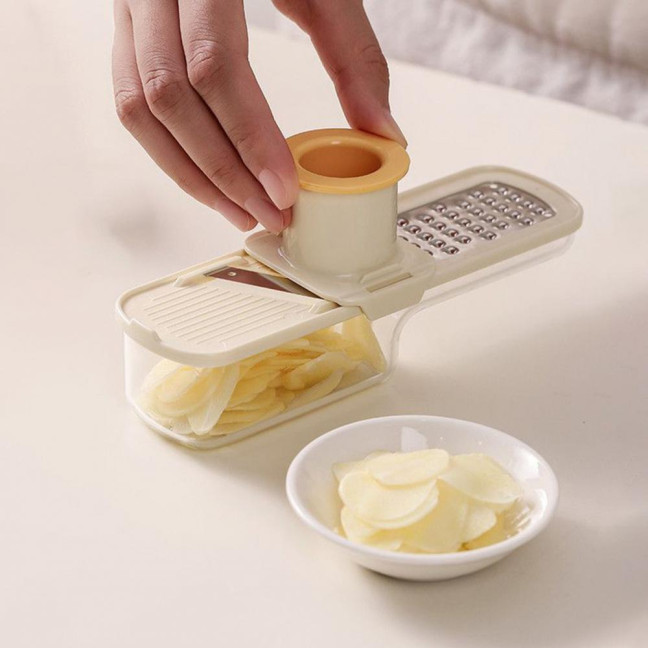 Mini Vegetable Cutter with Handguard Design Stainless Steel Blades 3-in-1 Cutting Slicing Grinding Small Vegetable Dicer