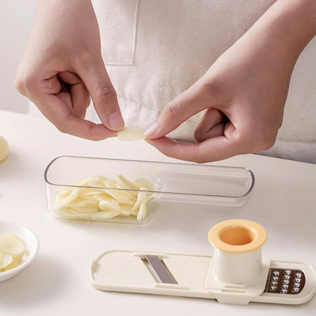 Mini Vegetable Cutter with Handguard Design Stainless Steel Blades 3-in-1 Cutting Slicing Grinding Small Vegetable Dicer