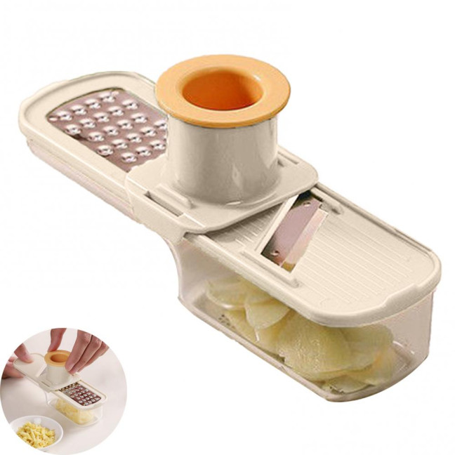 Mini Vegetable Cutter with Handguard Design Stainless Steel Blades 3-in-1 Cutting Slicing Grinding Small Vegetable Dicer