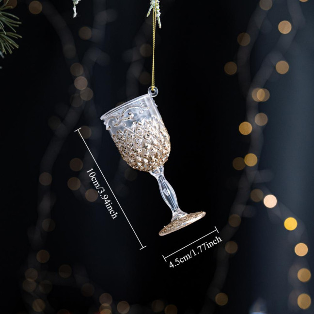 Christmas Tree Ornament Standing Deer Cup Butterflies Wing Design Sparkling Hanging Decoration Festive Holiday Season Home Decor
