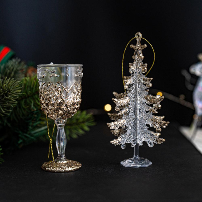 Christmas Tree Ornament Standing Deer Cup Butterflies Wing Design Sparkling Hanging Decoration Festive Holiday Season Home Decor