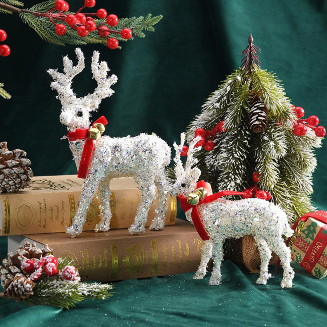 Christmas Reindeer Figurine Plastic White Elk Sculpture with Scarf Small Deer Statue Table Ornaments for Xmas Tabletop Mantel Shelf Decor Christmas Reindeer Figurine Plastic White Elk Sculpture with Scarf Small Deer Statue Table Ornaments for Xmas Tabletop Mantel Shelf Decor