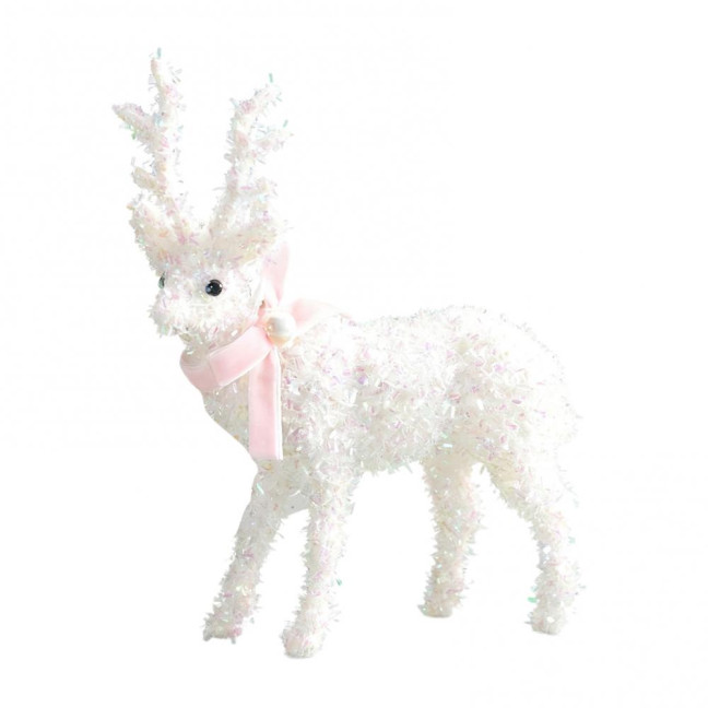 Christmas Reindeer Figurine Plastic White Elk Sculpture with Scarf Small Deer Statue Table Ornaments for Xmas Tabletop Mantel Shelf Decor Christmas Reindeer Figurine Plastic White Elk Sculpture with Scarf Small Deer Statue Table Ornaments for Xmas Tabletop Mantel Shelf Decor