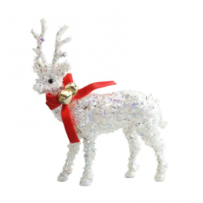 Christmas Reindeer Figurine Plastic White Elk Sculpture with Scarf Small Deer Statue Table Ornaments for Xmas Tabletop Mantel Shelf Decor Christmas Reindeer Figurine Plastic White Elk Sculpture with Scarf Small Deer Statue Table Ornaments for Xmas Tabletop Mantel Shelf Decor