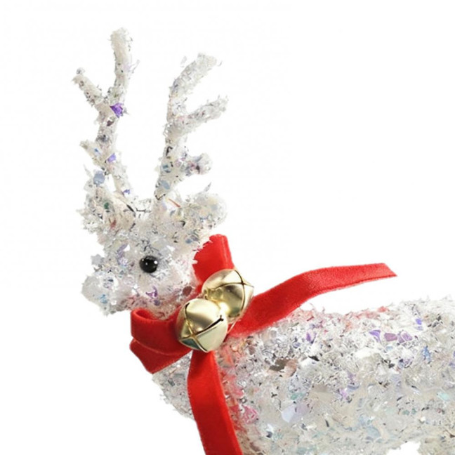 Christmas Reindeer Figurine Plastic White Elk Sculpture with Scarf Small Deer Statue Table Ornaments for Xmas Tabletop Mantel Shelf Decor Christmas Reindeer Figurine Plastic White Elk Sculpture with Scarf Small Deer Statue Table Ornaments for Xmas Tabletop Mantel Shelf Decor