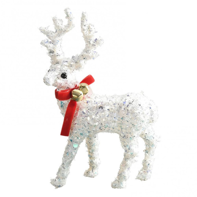 Christmas Reindeer Figurine Plastic White Elk Sculpture with Scarf Small Deer Statue Table Ornaments for Xmas Tabletop Mantel Shelf Decor Christmas Reindeer Figurine Plastic White Elk Sculpture with Scarf Small Deer Statue Table Ornaments for Xmas Tabletop Mantel Shelf Decor