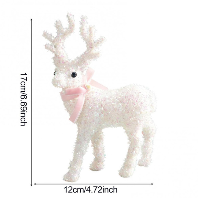 Christmas Reindeer Figurine Plastic White Elk Sculpture with Scarf Small Deer Statue Table Ornaments for Xmas Tabletop Mantel Shelf Decor Christmas Reindeer Figurine Plastic White Elk Sculpture with Scarf Small Deer Statue Table Ornaments for Xmas Tabletop Mantel Shelf Decor