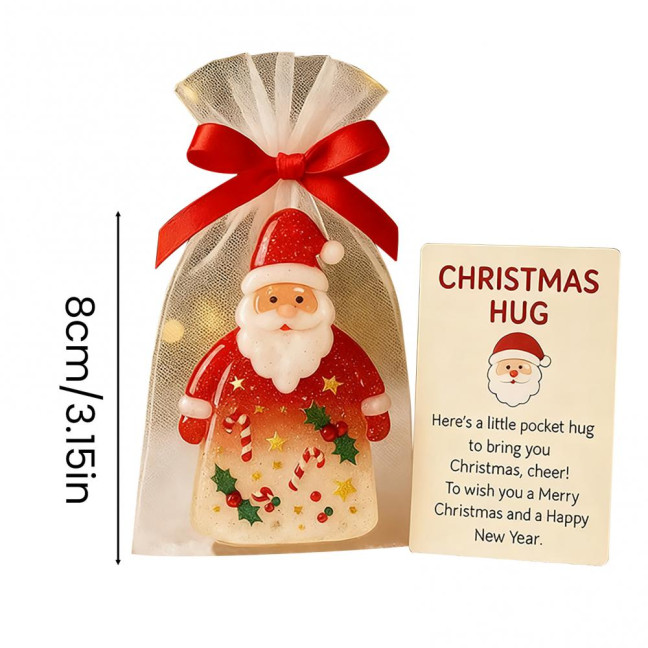 Little Pocket Christmas Hug Cute Mini Resin Santa Claus Ornaments with Encouragement Cards Pocket Hug Card Gift for Family Friends