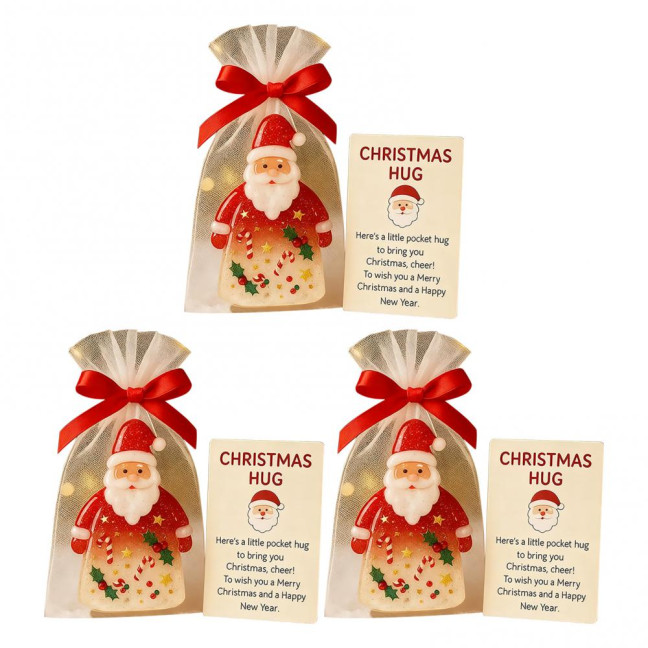 Little Pocket Christmas Hug Cute Mini Resin Santa Claus Ornaments with Encouragement Cards Pocket Hug Card Gift for Family Friends