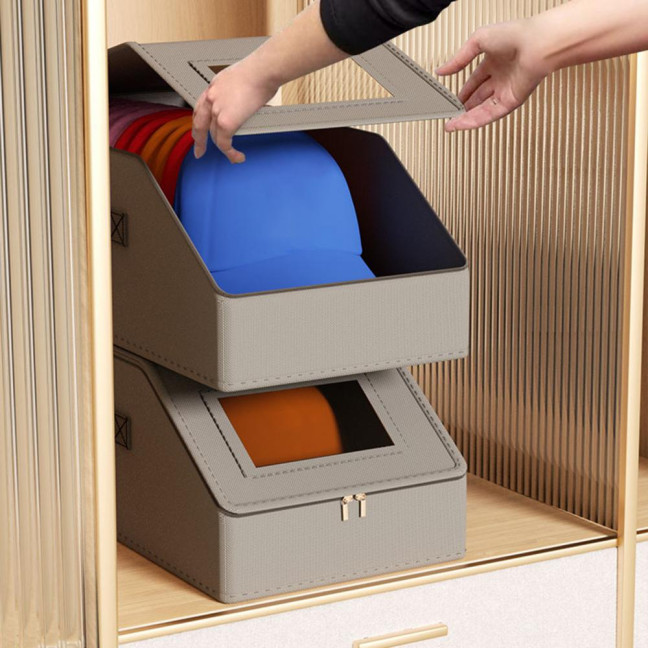 Hat Storage Box Baseball Cap Organizer with Transparent Window Stackable Hat Case Holds Up to 12 Caps for Closet Dust-Free Storage Hat Storage Box Baseball Cap Organizer with Transparent Window Stackable Hat Case Holds Up to 12 Caps for Closet Dust-Free Storage