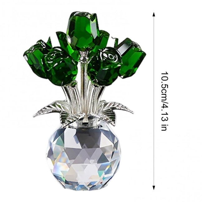 Faux Crystal Rose Flower Ornament Handmade Bouquet Figurine Mini Flower Vase Decoration Wife Girlfriend Women Wedding Anniversary Birthday Gift 