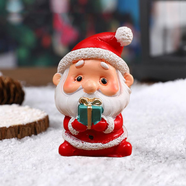 Christmas Miniature Figurines Mini Resin Santa Claus/Snowman/Tree/Bear/Rabbit Figurine 3D Cute Christmas Statue for Home Desk Decor Dollhouse Accessory