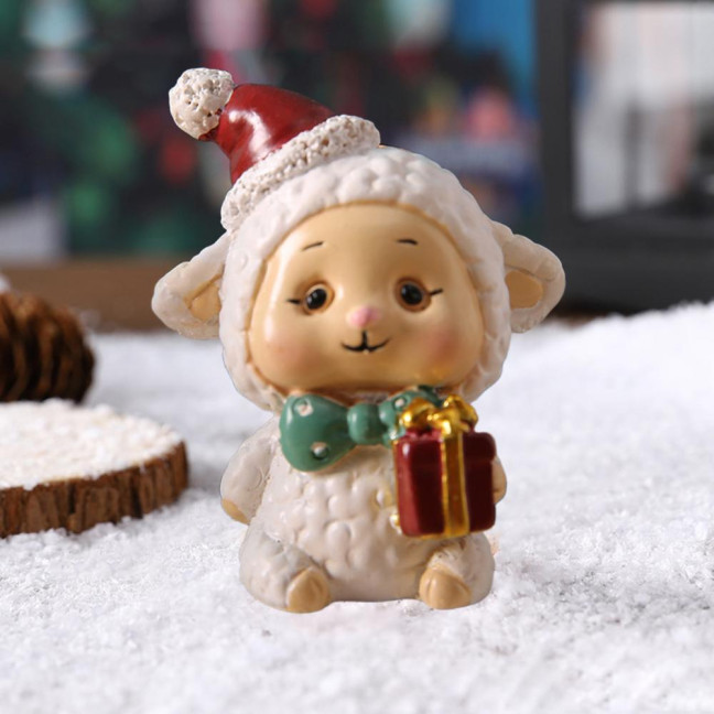 Christmas Miniature Figurines Mini Resin Santa Claus/Snowman/Tree/Bear/Rabbit Figurine 3D Cute Christmas Statue for Home Desk Decor Dollhouse Accessory