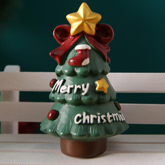 Christmas Miniature Figurines Mini Resin Santa Claus/Snowman/Tree/Bear/Rabbit Figurine 3D Cute Christmas Statue for Home Desk Decor Dollhouse Accessory