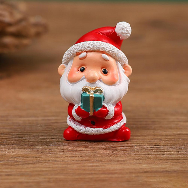 Christmas Miniature Figurines Mini Resin Santa Claus/Snowman/Tree/Bear/Rabbit Figurine 3D Cute Christmas Statue for Home Desk Decor Dollhouse Accessory