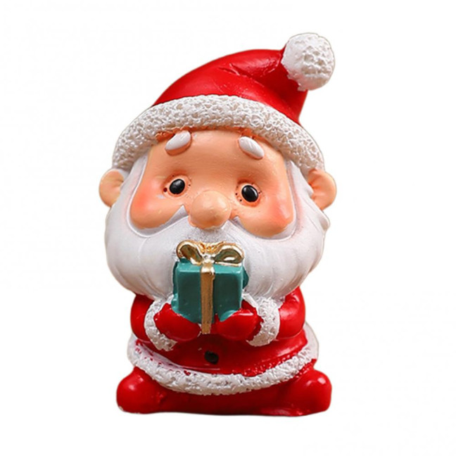 Christmas Miniature Figurines Mini Resin Santa Claus/Snowman/Tree/Bear/Rabbit Figurine 3D Cute Christmas Statue for Home Desk Decor Dollhouse Accessory