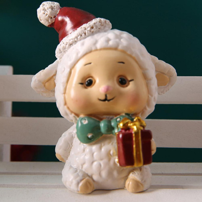 Christmas Miniature Figurines Mini Resin Santa Claus/Snowman/Tree/Bear/Rabbit Figurine 3D Cute Christmas Statue for Home Desk Decor Dollhouse Accessory