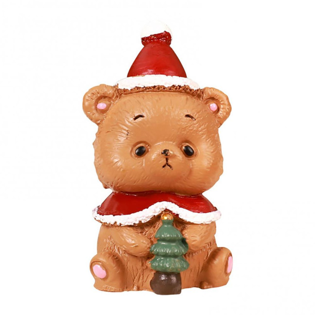 Christmas Miniature Figurines Mini Resin Santa Claus/Snowman/Tree/Bear/Rabbit Figurine 3D Cute Christmas Statue for Home Desk Decor Dollhouse Accessory