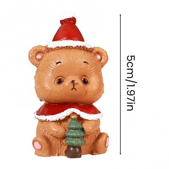 Christmas Miniature Figurines Mini Resin Santa Claus/Snowman/Tree/Bear/Rabbit Figurine 3D Cute Christmas Statue for Home Desk Decor Dollhouse Accessory