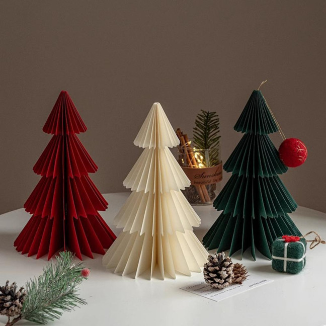3/4Pcs Christmas Tree Ornament Easy Assembly Geometric Origami Christmas Tree Festive Merry Christmas Decor