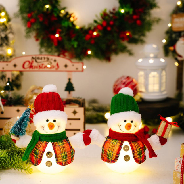 Christmas Plush Snowman Doll Tabletop Decoration Lighted Small Snowman Ornament for Winter Home Kitchen Mantel Window Sill Holiday Party Decoration Christmas Plush Snowman Doll Tabletop Decoration Lighted Small Snowman Ornament for Winter Home Kitchen Mantel Window Sill Holiday Party Decoration