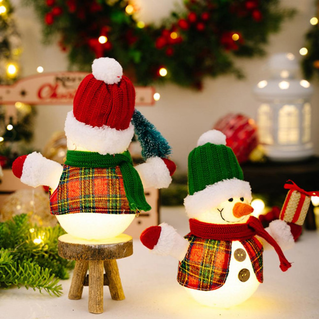 Christmas Plush Snowman Doll Tabletop Decoration Lighted Small Snowman Ornament for Winter Home Kitchen Mantel Window Sill Holiday Party Decoration Christmas Plush Snowman Doll Tabletop Decoration Lighted Small Snowman Ornament for Winter Home Kitchen Mantel Window Sill Holiday Party Decoration